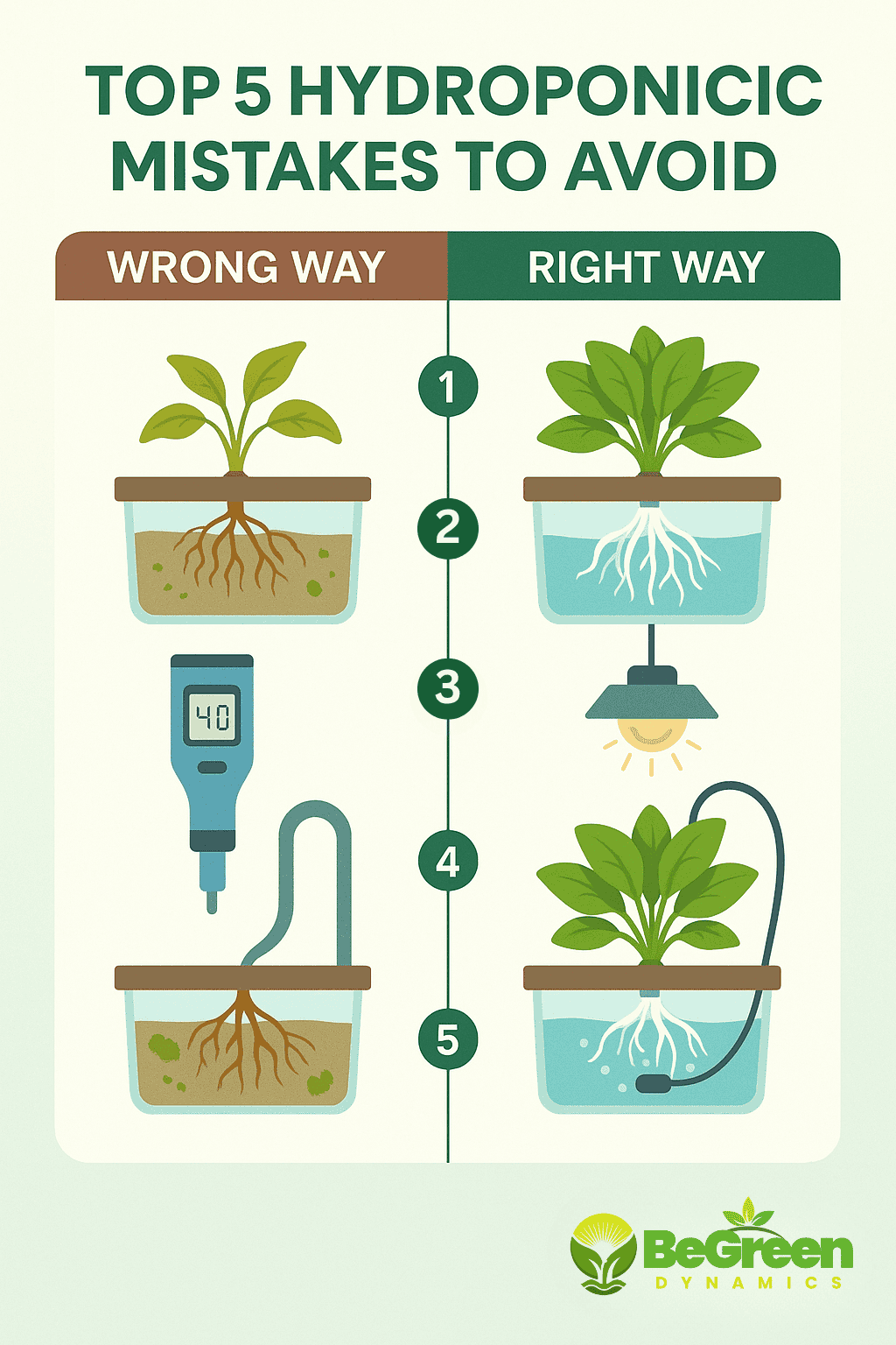 កំហុស ៥ យ៉ាងក្នុងប្រព័ន្ធ Hydroponic ដែលត្រូវជៀសវាង - BeGreen Dynamics
