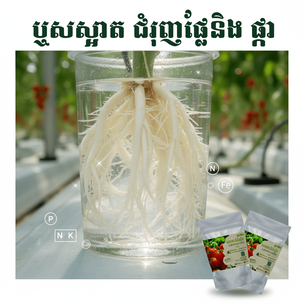 ជីអាបេ ដាំបន្លែលើទឹក សម្រាប់ ប៉េងប៉ោះ for faster gowth, and smart tools in Cambodia